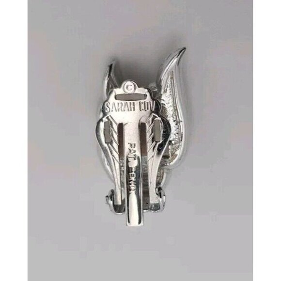 VTG Sarah Coventry Silver Rhinestone Angel Wings Clip On Earrings Free Shipping - Picture 5 of 9